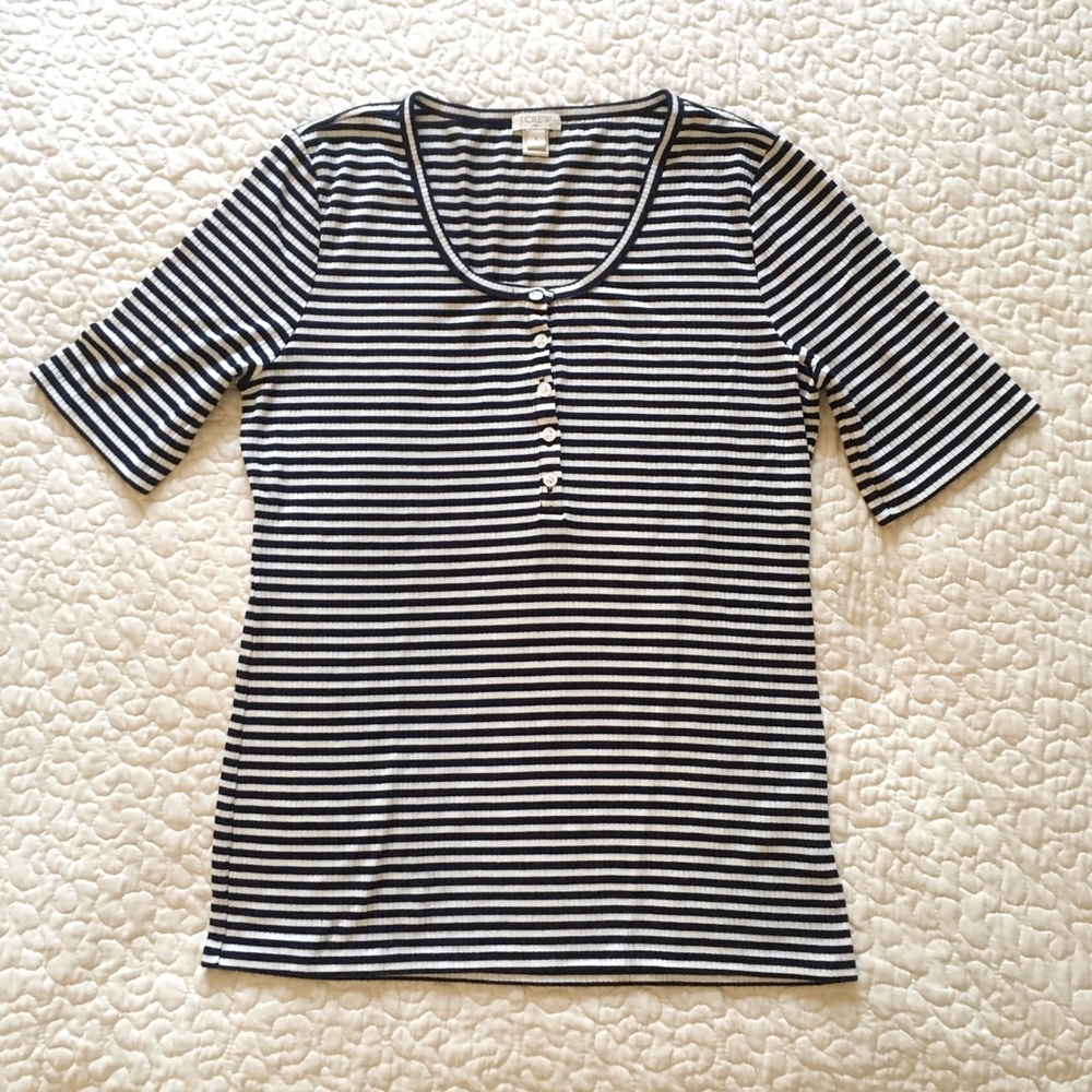 J. Crew navy ribbed striped henley - msrp $40